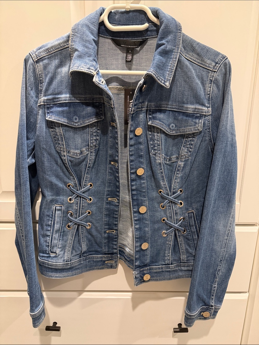 NWT WHBM Lace Detail Denim Jacket